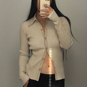 Women’s madhappy ribbed polo cardigan sweater XL preppy cozy casual softgirl